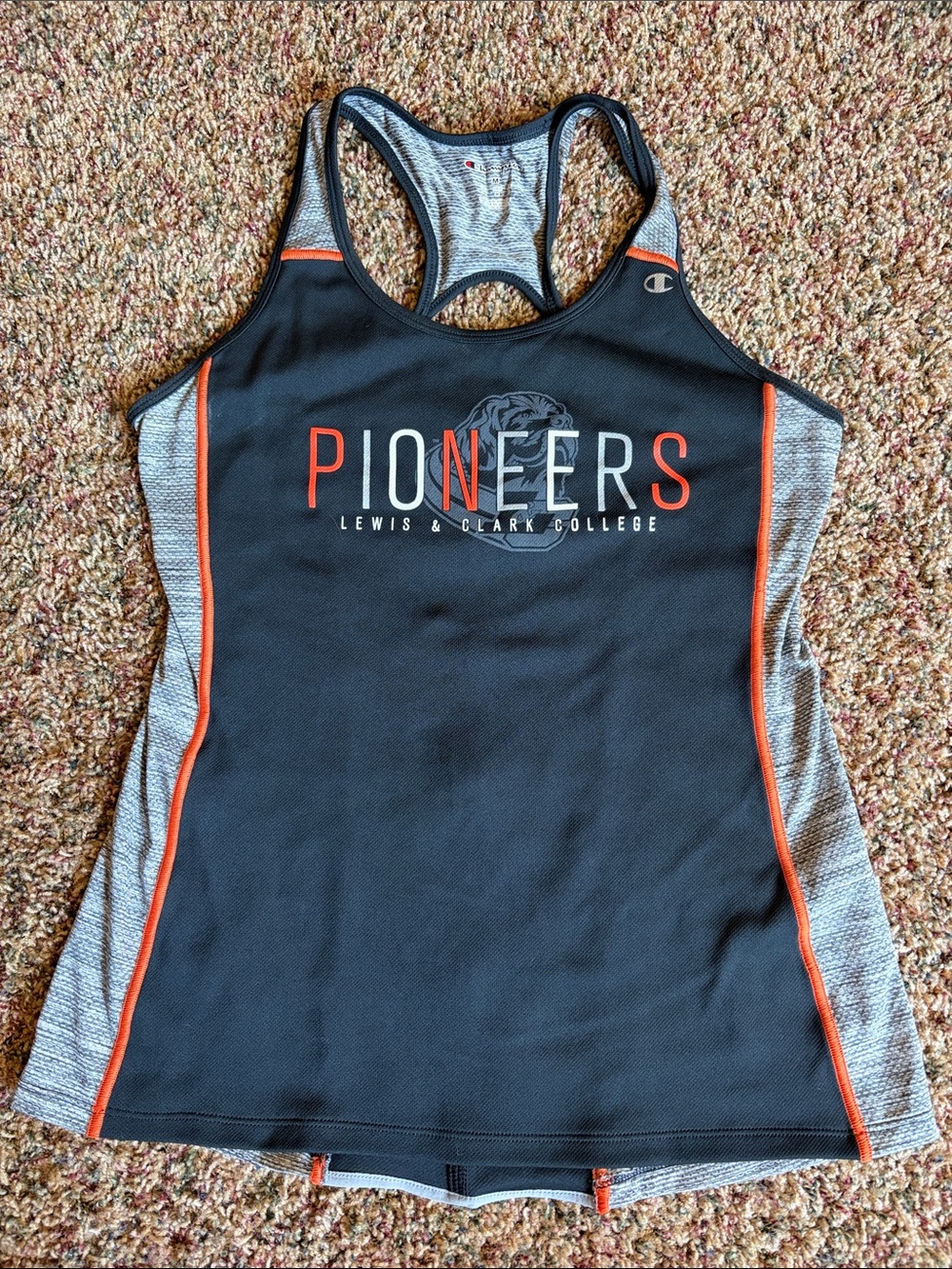 Champion LC Pioneers Racerback Tank Top - Black with Gray & Orange